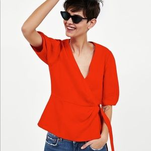 Zara Linen Crossover Top, NWOT